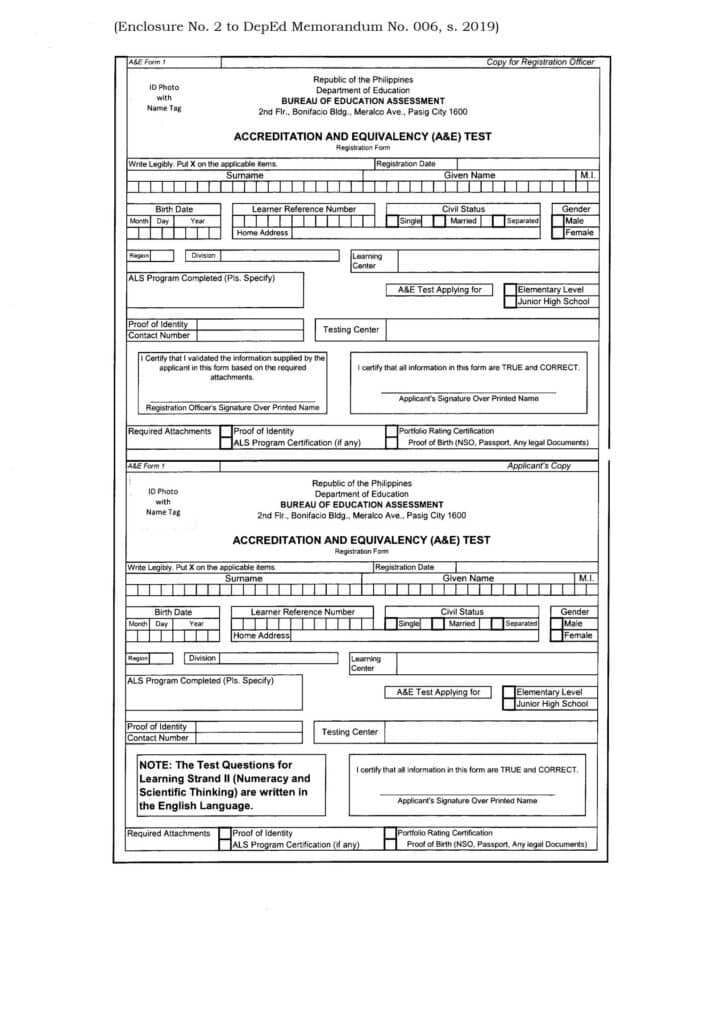 Accreditation and Equivalency (A&E) Test