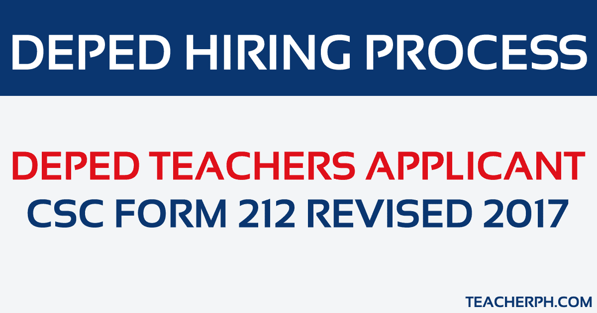 DepEd Teachers Applicant CSC Form 212 Revised 2017