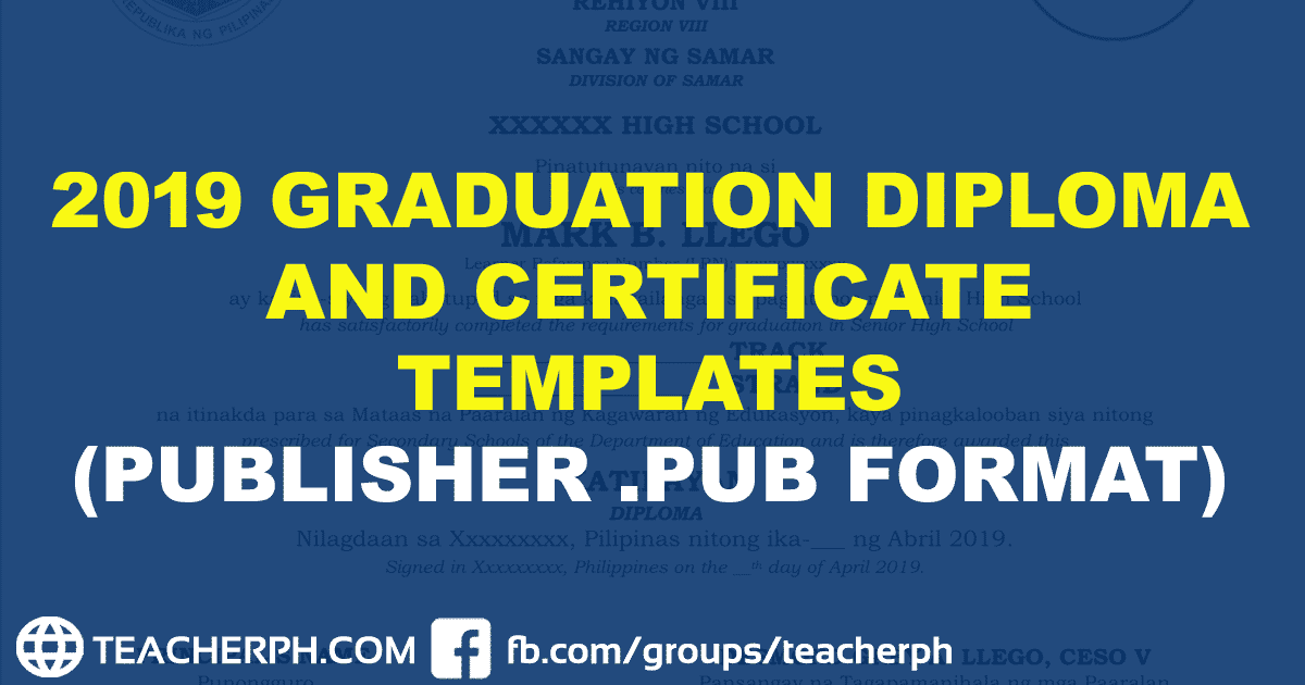 2019 Graduation Diploma and Certificate Templates (Publisher Format)