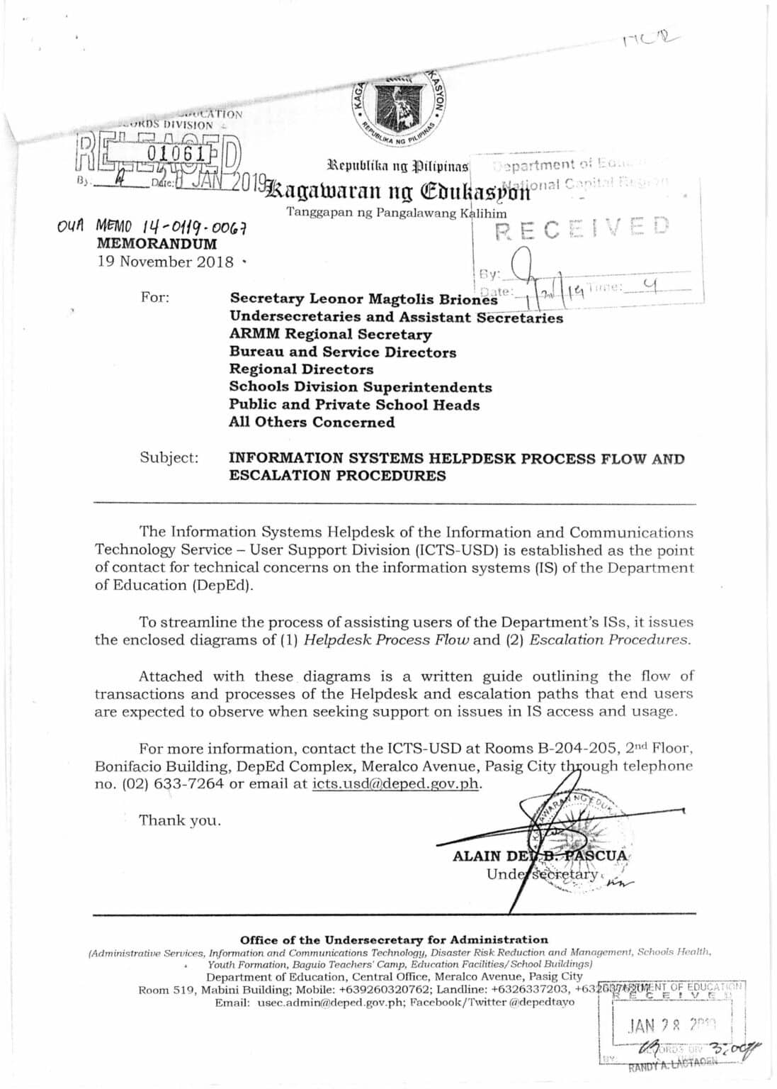 DepEd Information Systems Helpdesk Process Flow and Escalation ...