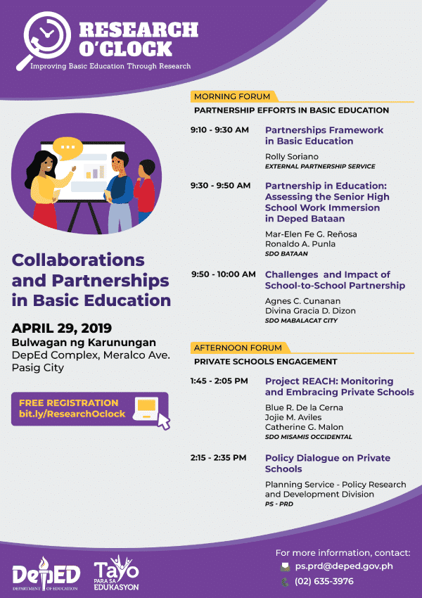 Research O'clock: Collaborations and Partnerships in Basic Education (2019 April Forum)
