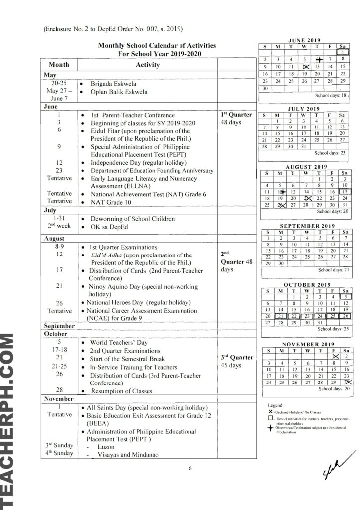 2020 and 2021 school calendar philippines