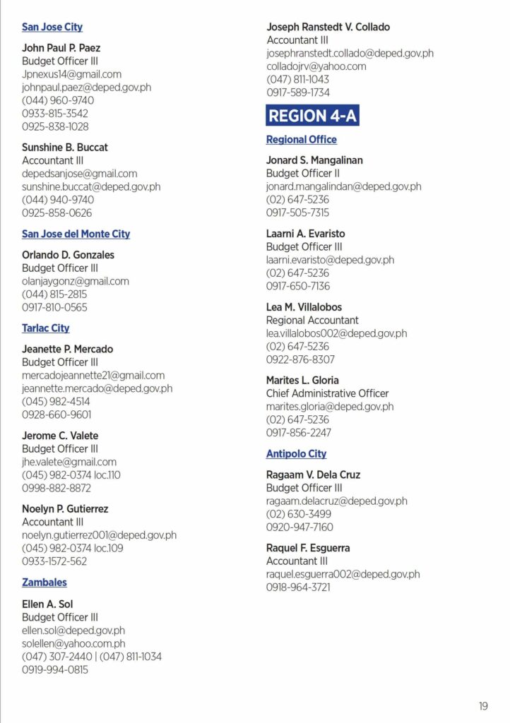 2019 DEPED FINANCE DIRECTORY
