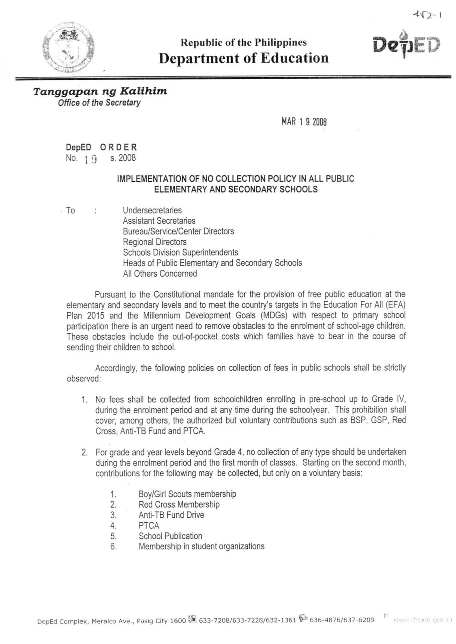 deped order no assignment policy