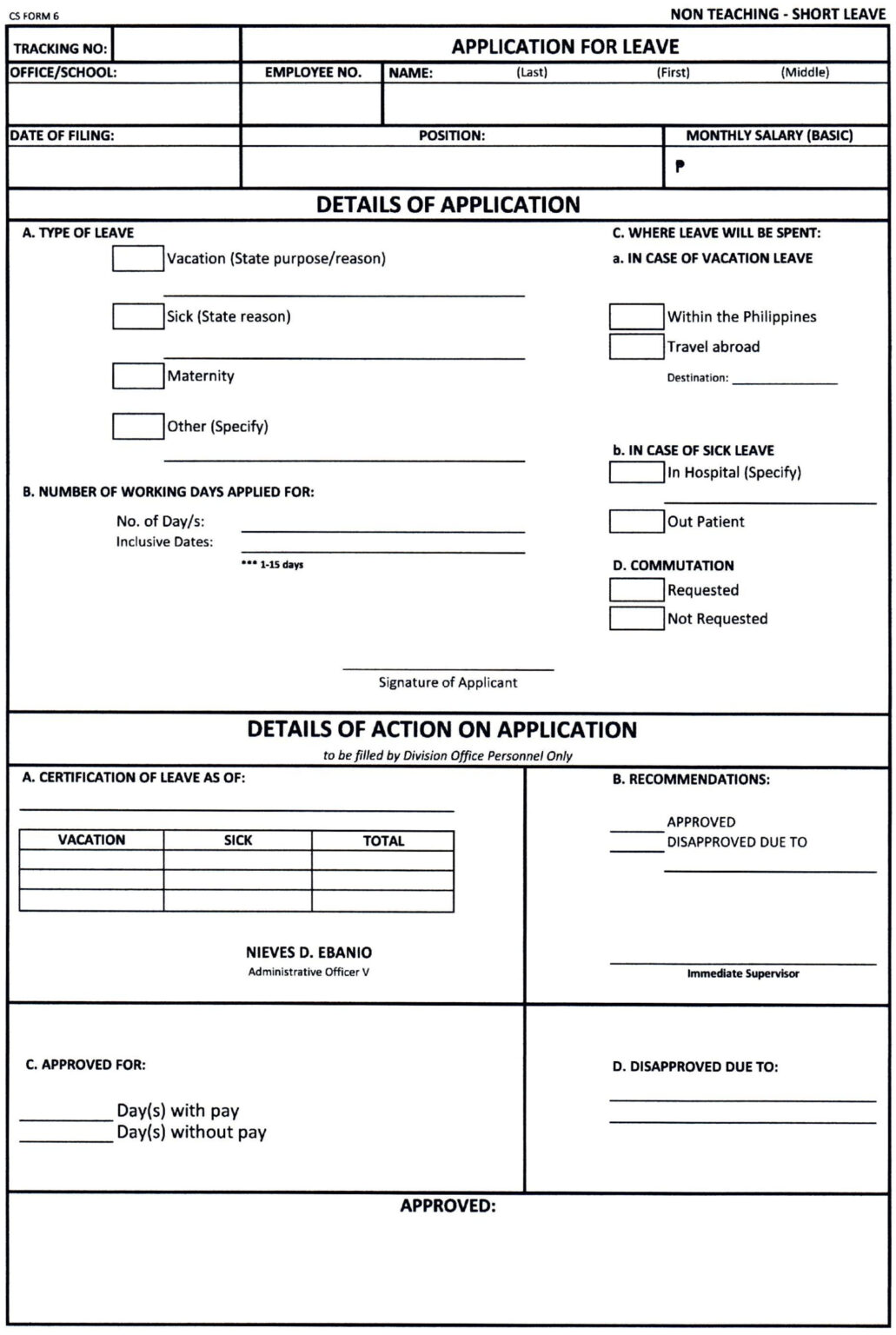 Deped guidelines on the filling of application for leave of absence cs
