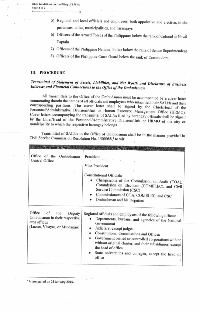 2019 Amended Guidelines on the Transmittal of SALNs