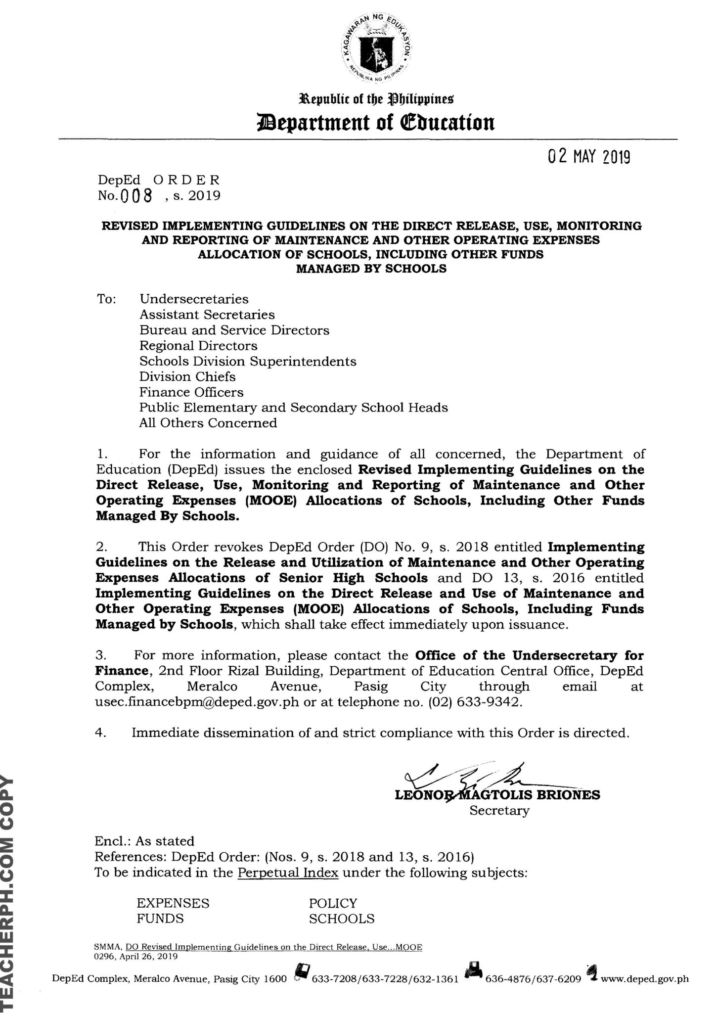 Deped releases revised guidelines on schools mooe teacherph