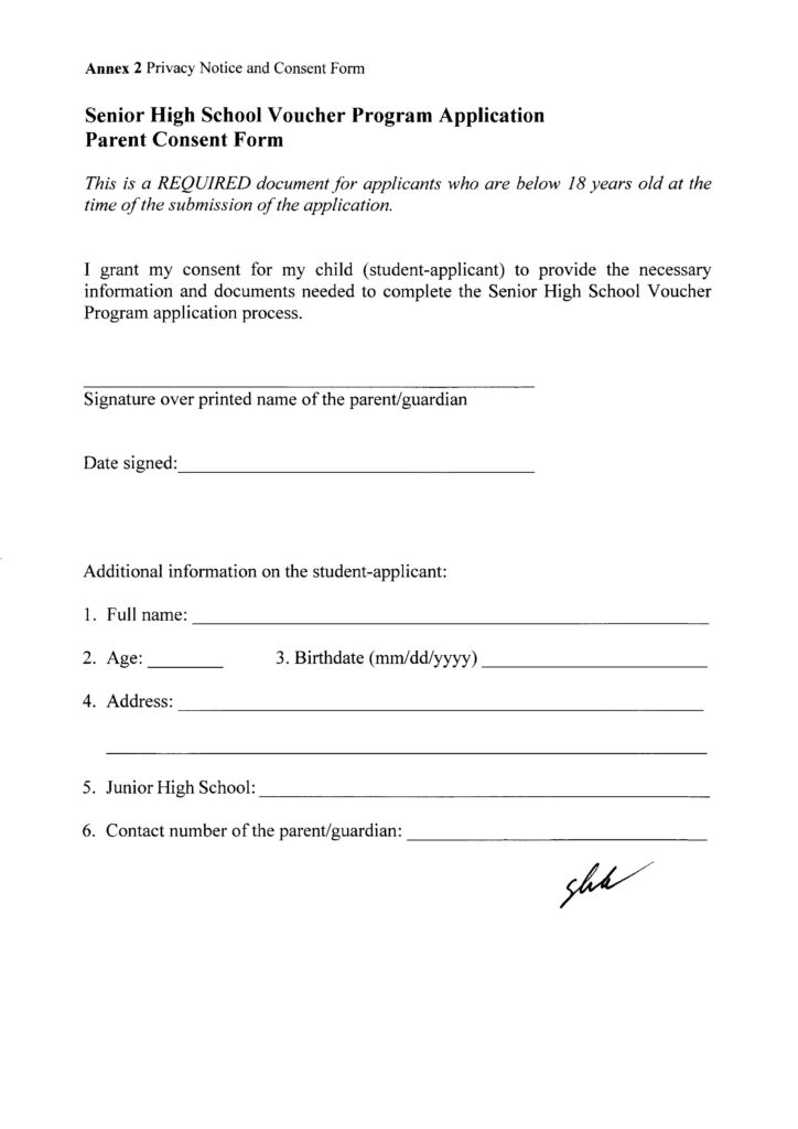 Senior High School Voucher Application Form (VAF-1)