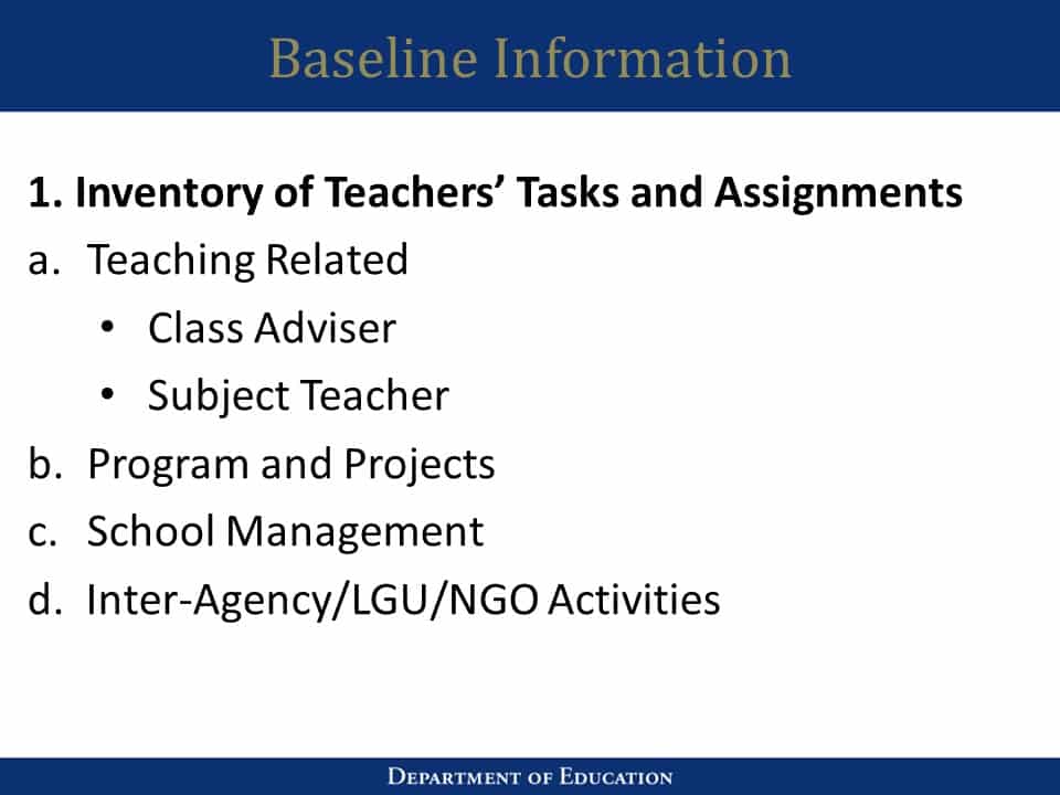 DepEd Teacher’s Workload Policy Study