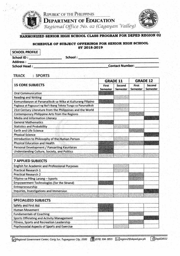 Harmonized Senior High School Class Program Sports Track