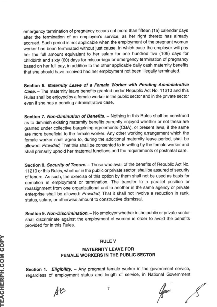 Implementing Rules and Regulations of Republic Act No. 11210 Otherwise Known as the 105-Day Expanded Maternity Leave Law
