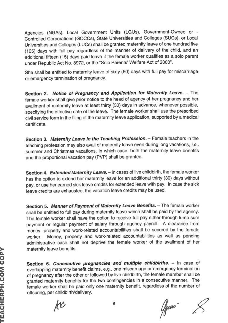 Implementing Rules and Regulations of the 105Day Expanded Maternity