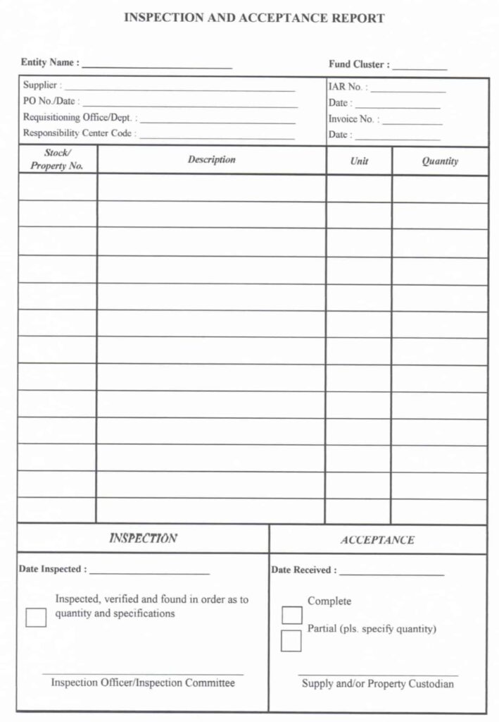 MOOE Inspection and Acceptance Report