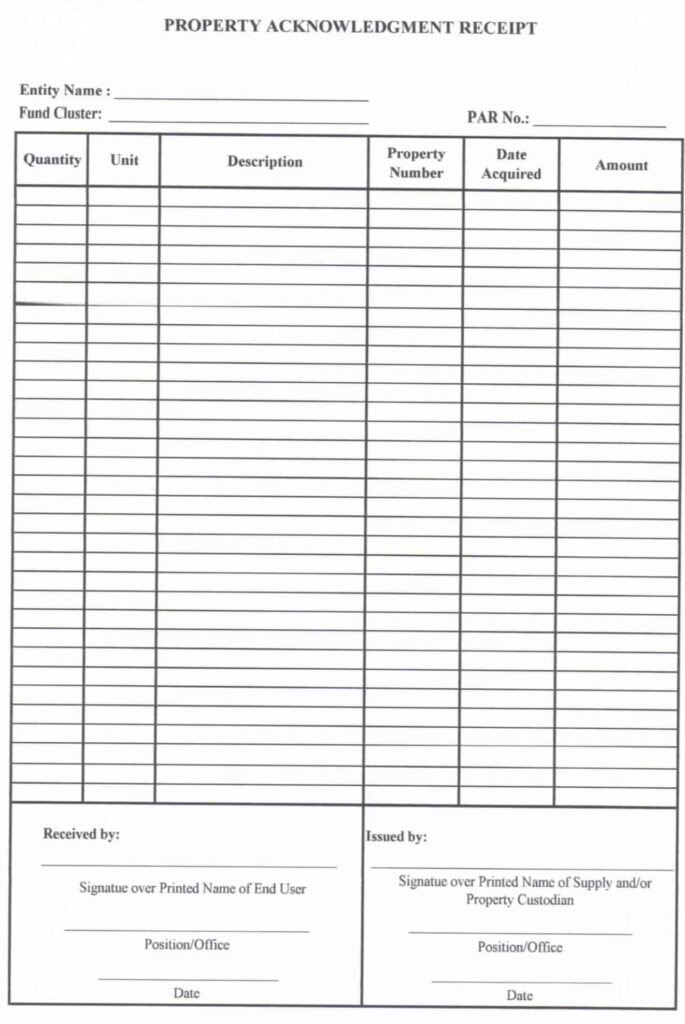 MOOE Property Acknowledgement Receipt