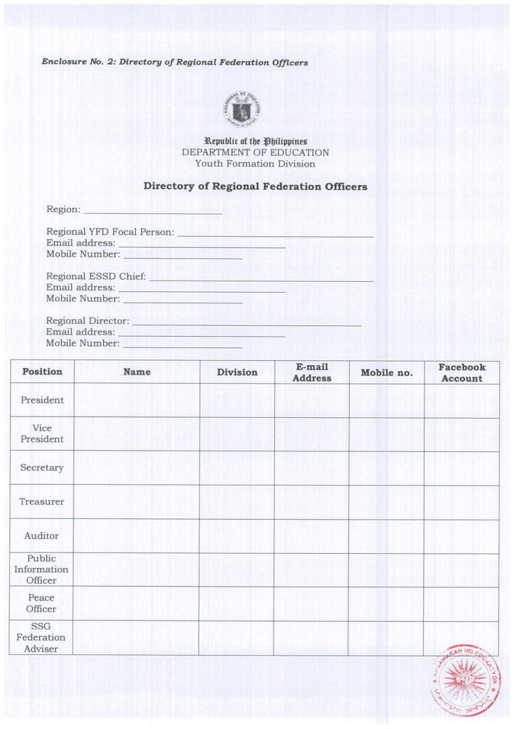 Directory of Regional Federation Officers 