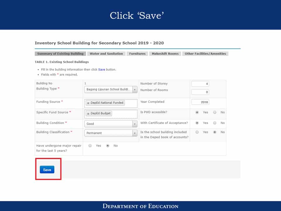 National School Building Inventory (NSBI) Enhanced Basic Education Information System (EBEIS) Encoding Step by Step Process