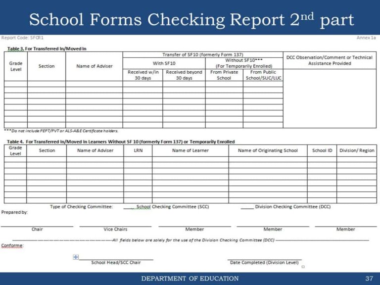 General Reminders on the Checking of School Forms for School Year 2019 ...