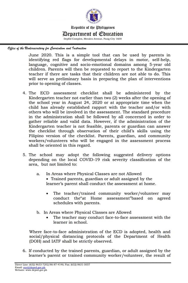 DepEd Memorandum on Age Qualification of Kindergarten Learners in Public and Private Schools