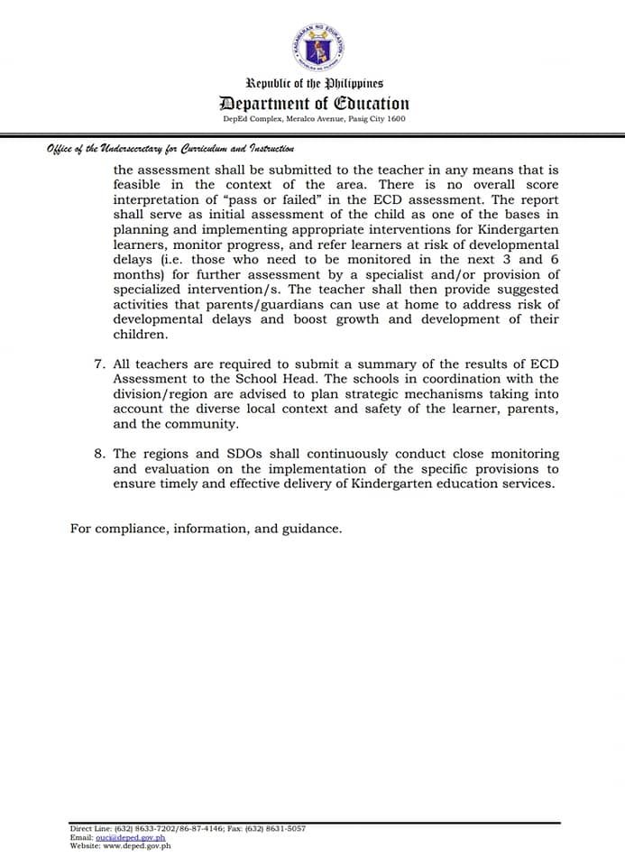 DepEd Memorandum on Age Qualification of Kindergarten Learners in Public and Private Schools