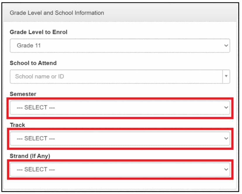 DepEd LIS LESF Grade Level and School Information