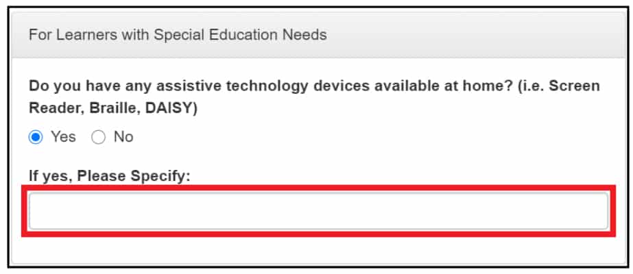 DepEd LIS LESF Special Education Needs