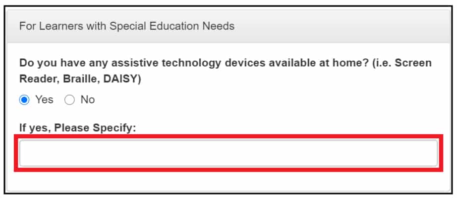 DepEd LIS Learners with Special Education Needs