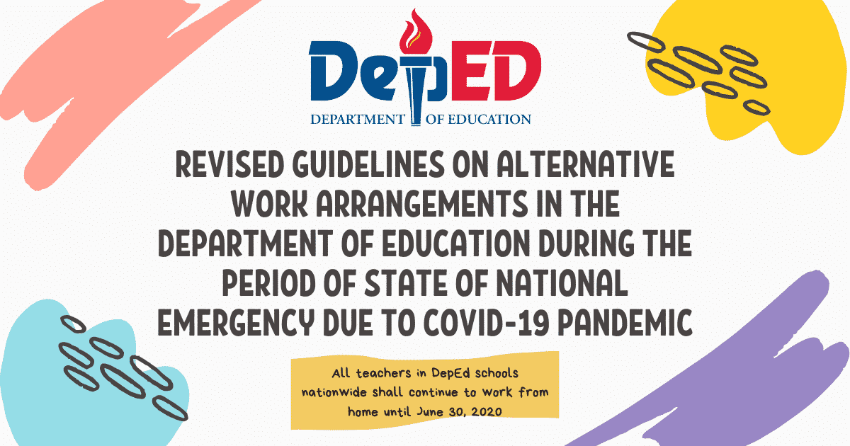 DepEd Revised Guidelines on Alternative Work Arrangements During the Period of State of National Emergency Due to COVID-19 Pandemic