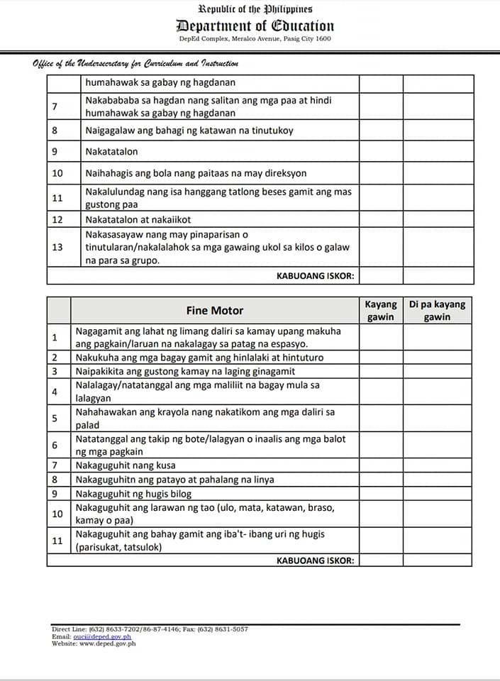 Philippine Early Childhood Development (Phil. ECD) Checklist