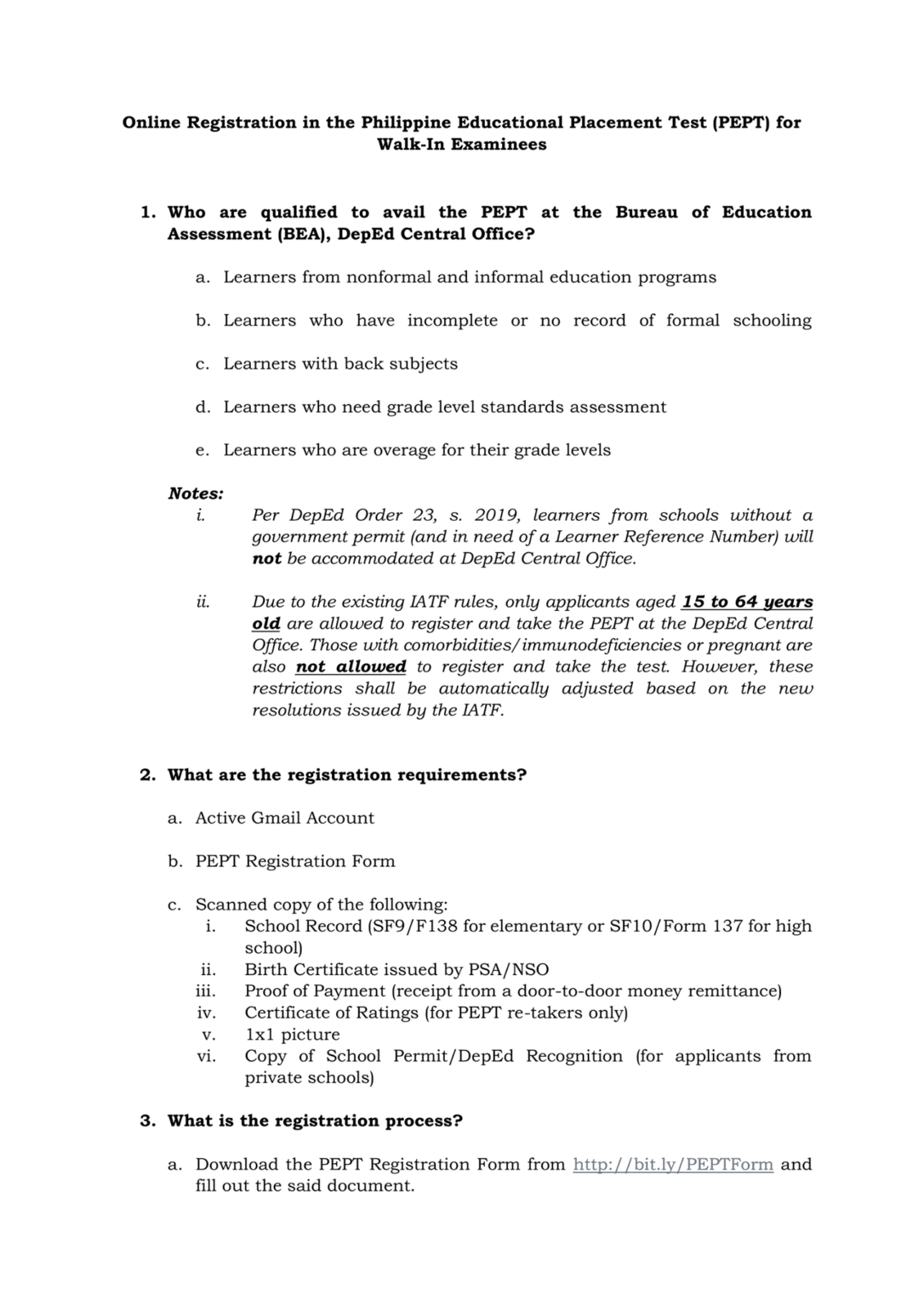 2021 Online Registration in the Philippine Educational Placement Test