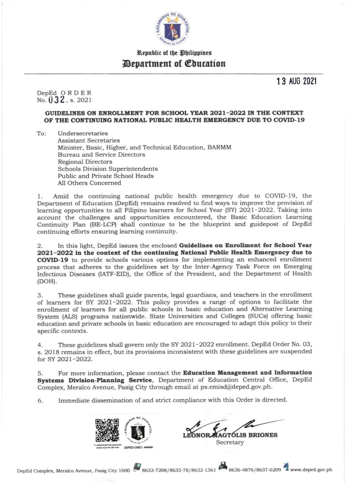 Deped enrollment procedures for school year 2021 2022 teacherph
