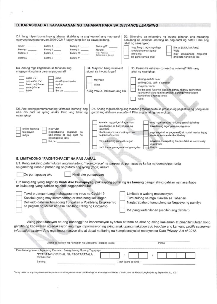 DepEd Guidelines on Enrollment for School Year 2021-2022