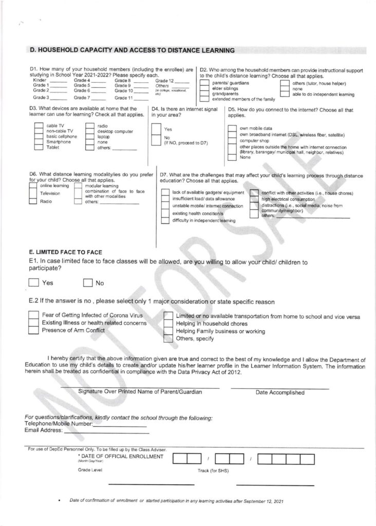 DepEd Guidelines on Enrollment for School Year 2021-2022