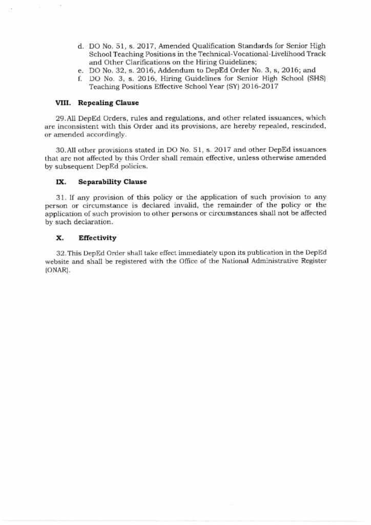 DepEd Guidelines on the Renewal of Provisional Appointment of Senior High School Teachers - 0001