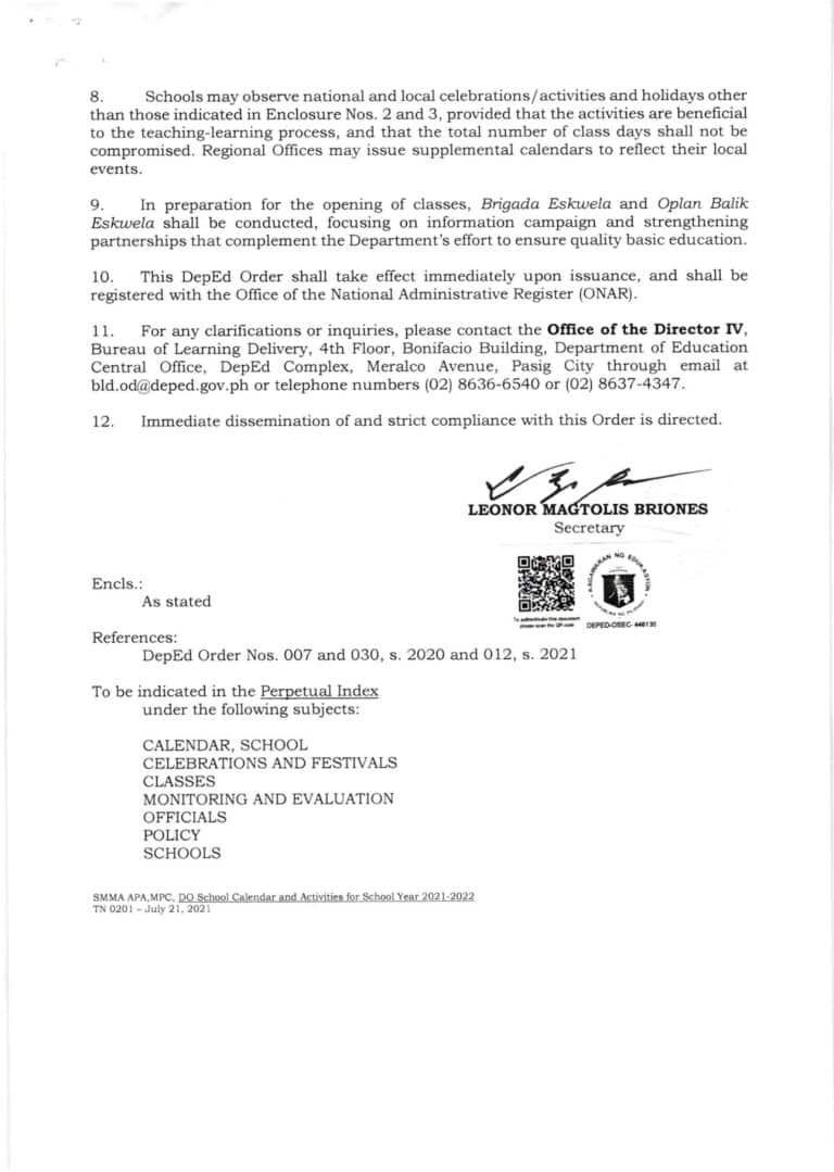 DepEd School Calendar and Activities for School Year 2021-2022 - TeacherPH