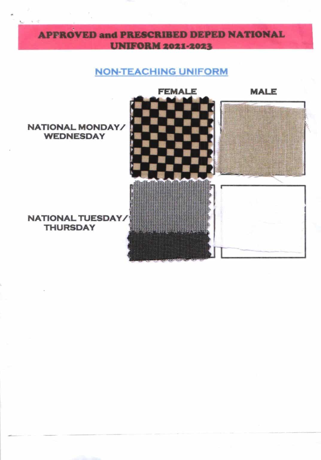 Official DepEd New National Uniform Swatches for Teaching and Non ...