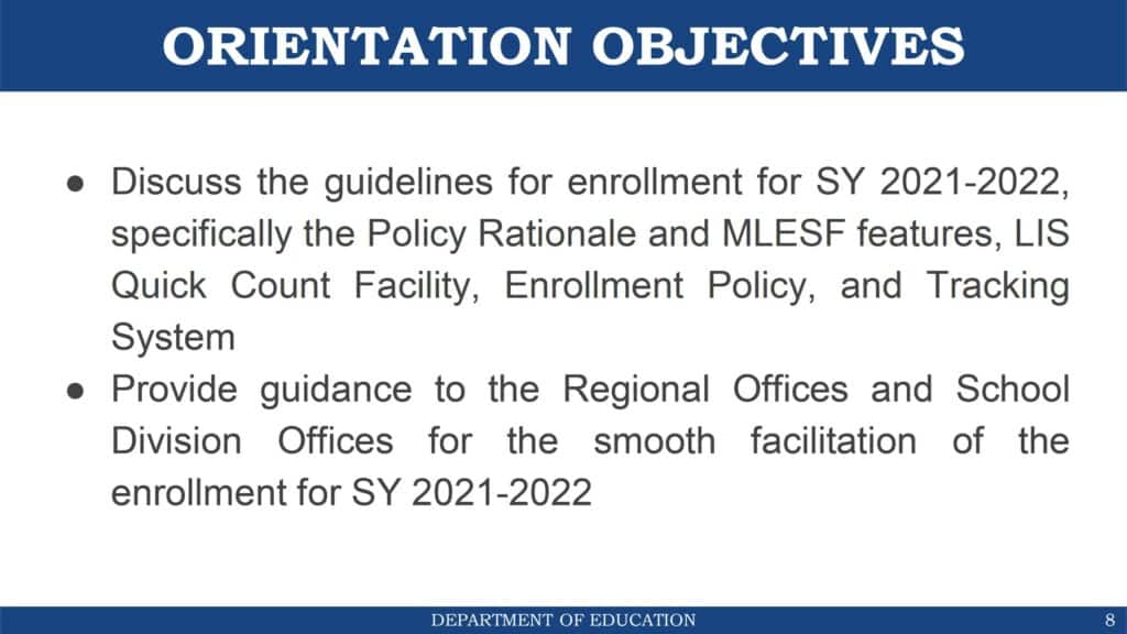 DepEd Guidelines on Enrollment for School Year 2021-2022