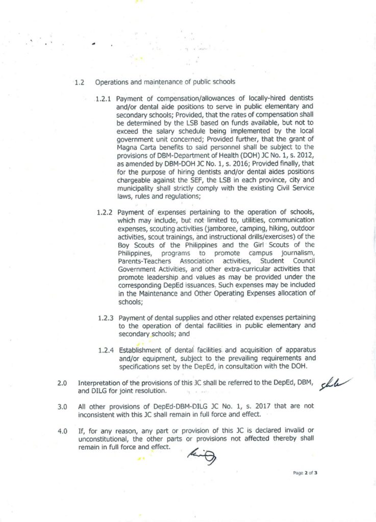 DepEd-DBM-DILG Joint Memorandum Circular No. 1, s. 2020