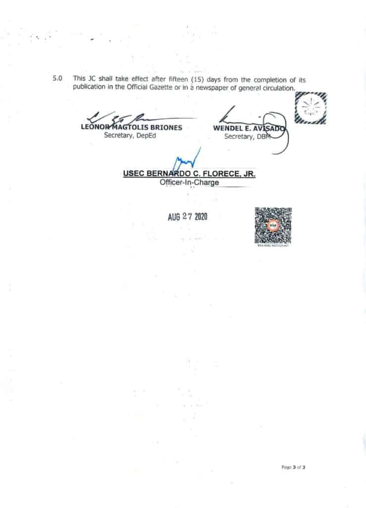 DepEd-DBM-DILG Joint Memorandum Circular No. 1, s. 2020