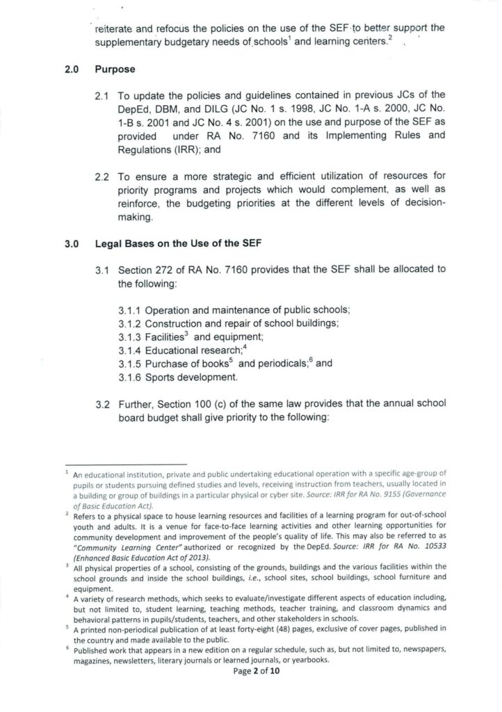 DepEd-DBM-DILG Joint Memorandum Circular No. 1, s. 2017