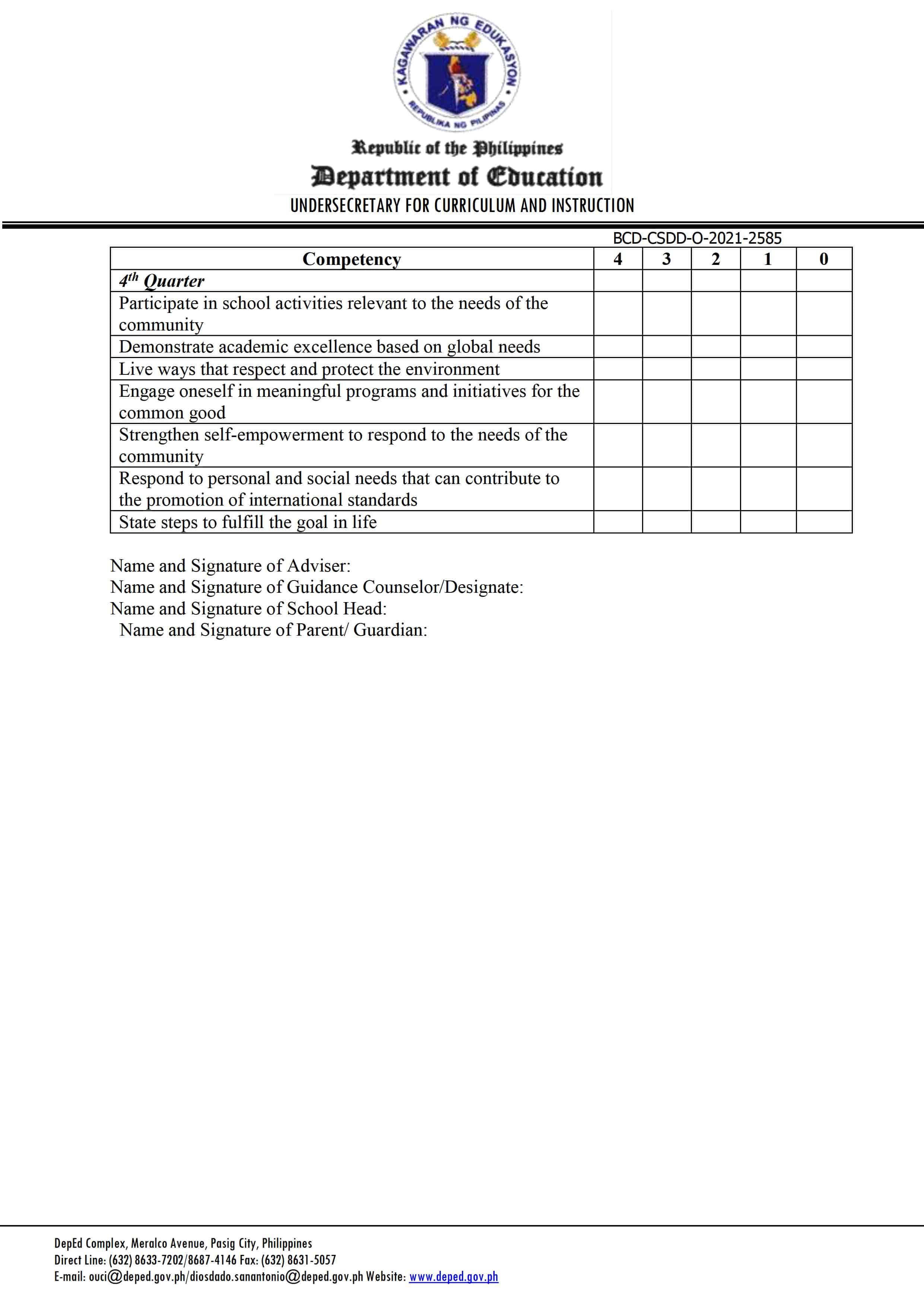 Deped Grade 1 3 Homeroom Guidance Learners Development Assessment