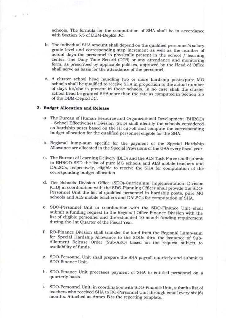 DepEd Guidelines on the Grant of Special Hardship Allowance for Public School Teachers FY 2021