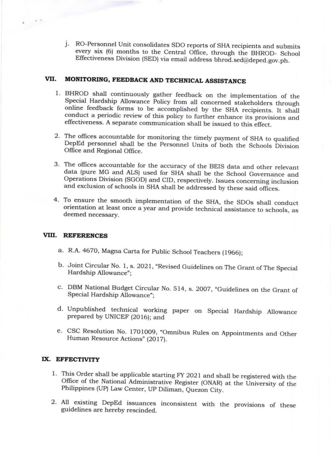 DepEd Guidelines on the Grant of Special Hardship Allowance for Public