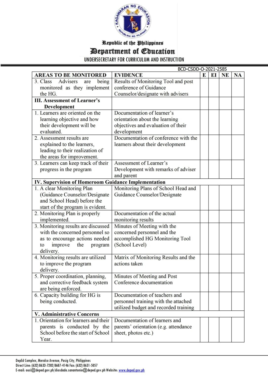 Deped homeroom guidance division monitoring and evaluation tool teacherph