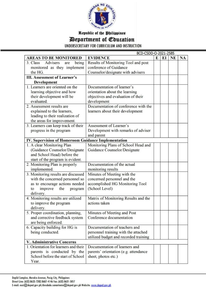 DepEd Revised Implementation of Homeroom Guidance for School Year 2021-2022