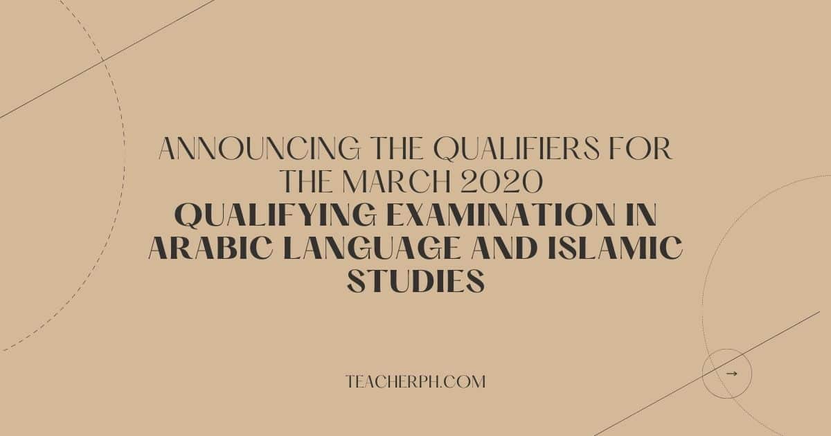 March 2020 Qualifying Examination in Arabic Language and Islamic Studies (QEALIS)
