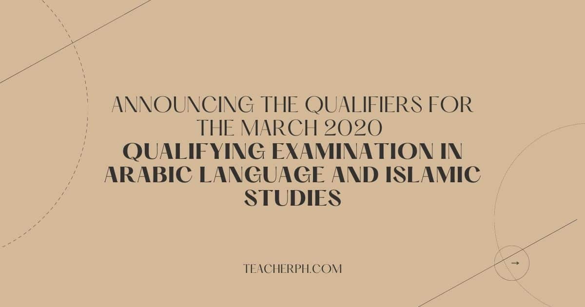 March 2020 Qualifying Examination in Arabic Language and Islamic Studies (QEALIS)