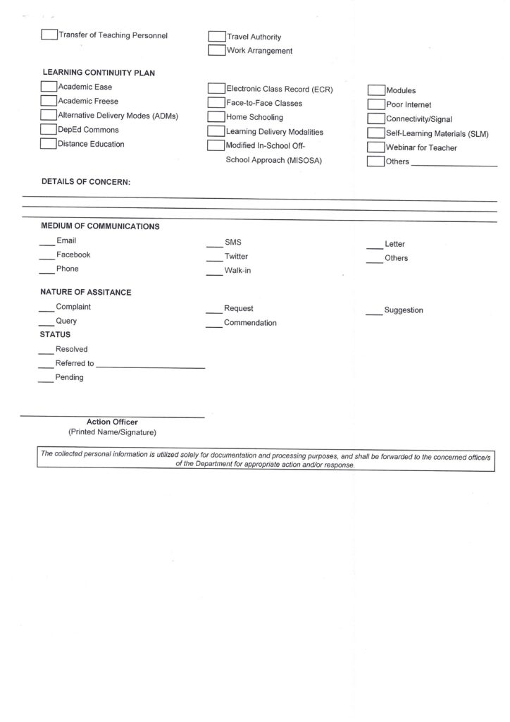 Oplan Balik Eskwela (OBE) 2021 Form