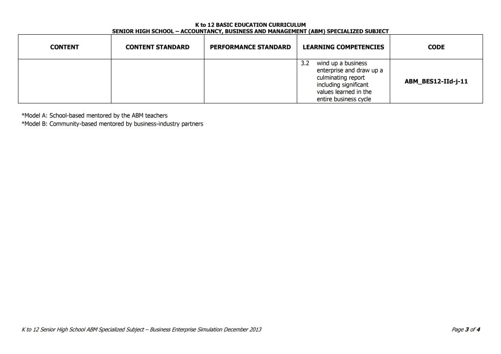 Grade 12 Business Enterprise Simulation Curriculum Guide