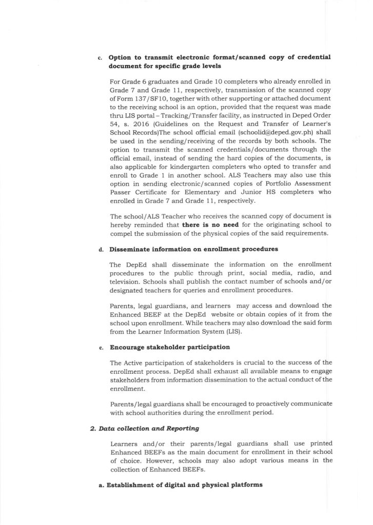 DepEd Guidelines on Enrollment for School Year 2022-2023 in the Context of the Re-Introduction of the In-person Classes