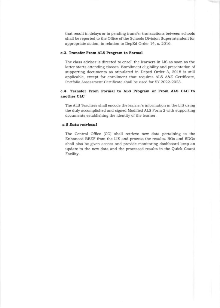 DepEd Guidelines on Enrollment for School Year 2022-2023 in the Context of the Re-Introduction of the In-person Classes